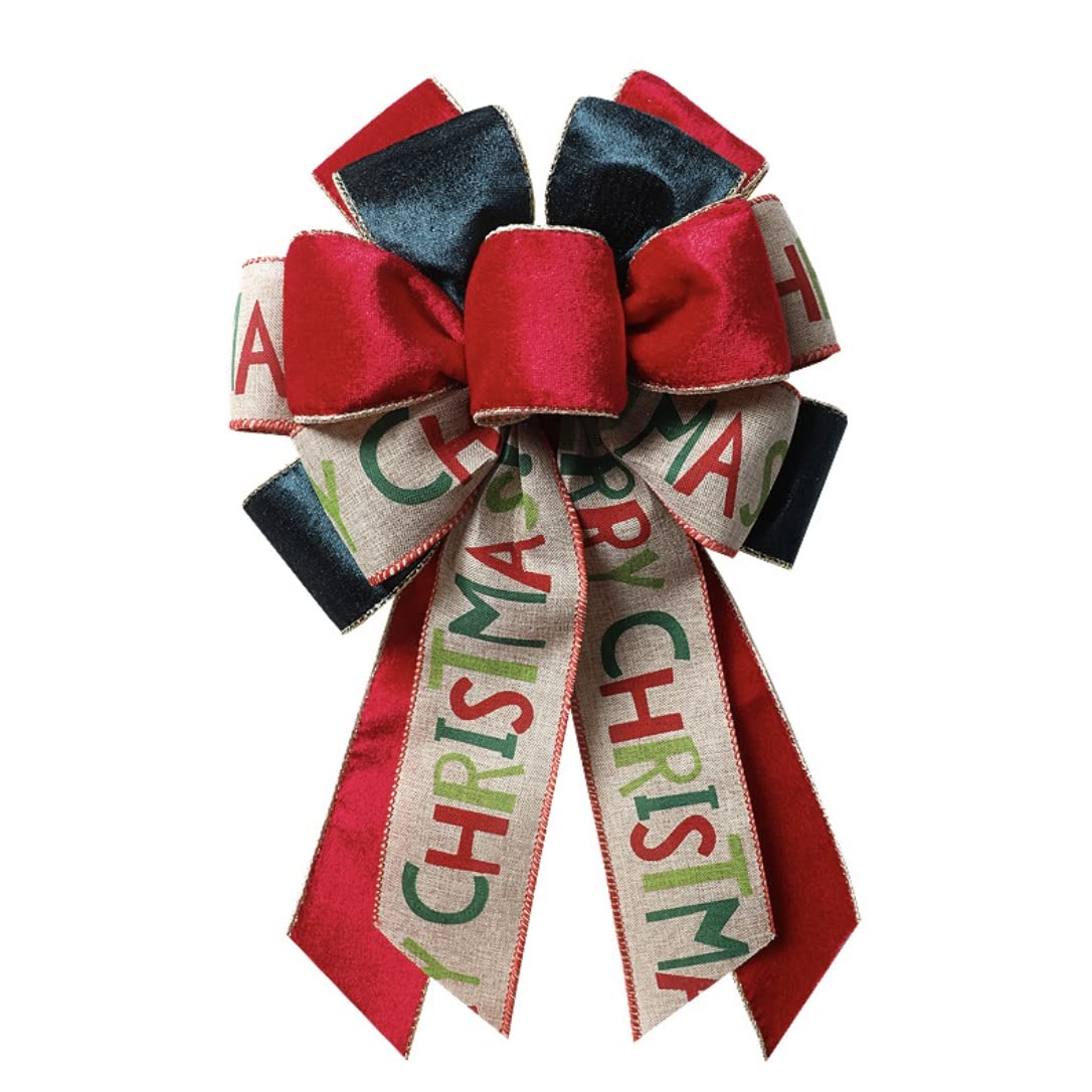 Amazon.co.jp: クリスマスツリ飾り付けリボン 緑 赤 麻 ワイヤーエッジ