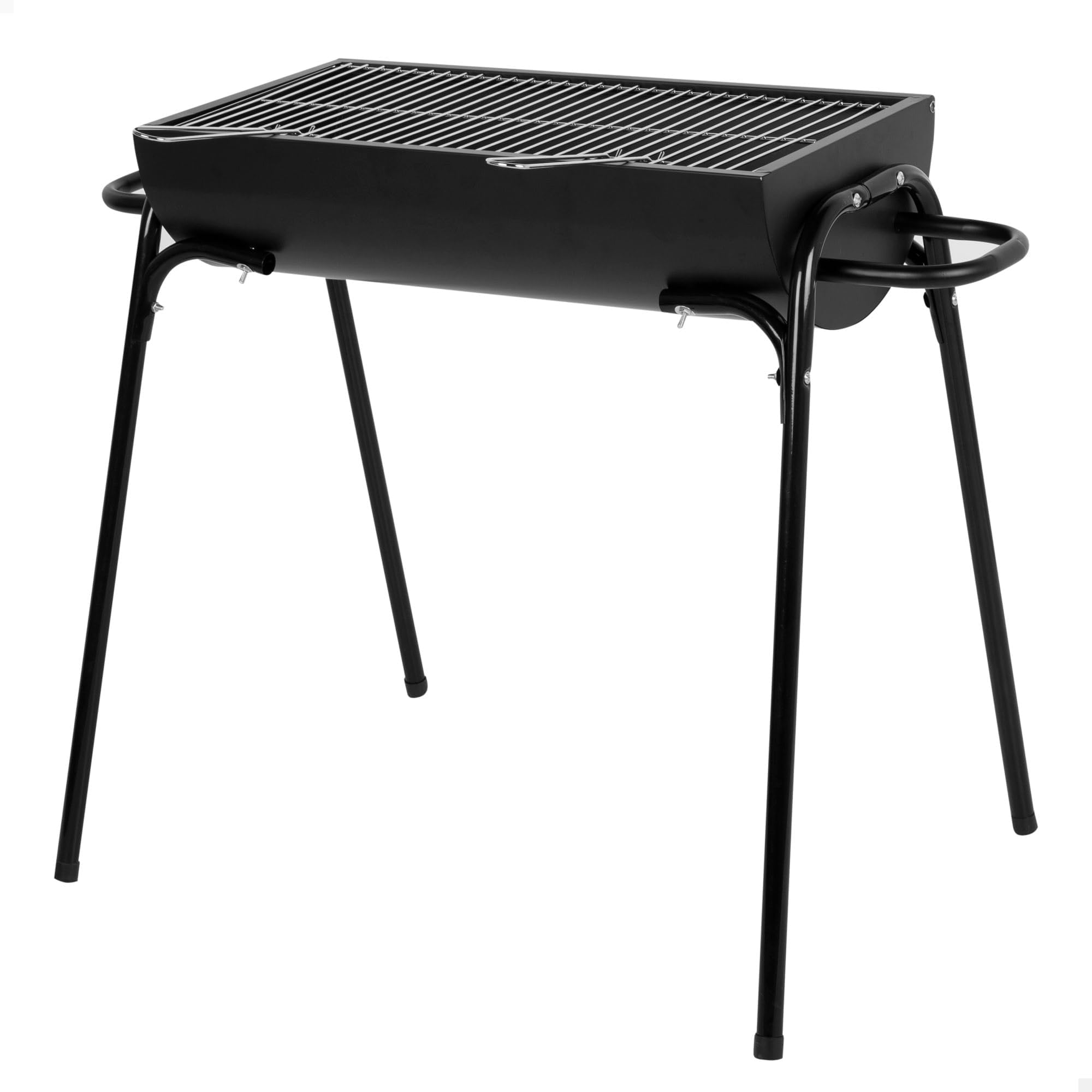 AKTIVE Przenośny grill węglowy, 91x33x71 cm, matowa czerń, grill ze stali nierdzewnej, szeroka powierzchnia, 4 nogi, uchwyty boczne do transportu (63111)