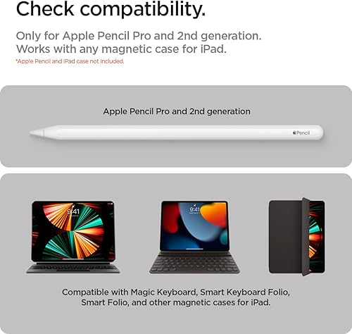 Miniatura 10 de Spigen Soporte para Apple Pencil Pro, soporte para lápiz Apple Pencil de 2 generación, compatible con teclado mágico, funda con teclado inteligente,