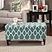 HomePop Large Upholstered Rectangular Storage Ottoman Bench with Hinged Lid, Teal Blue Geometric