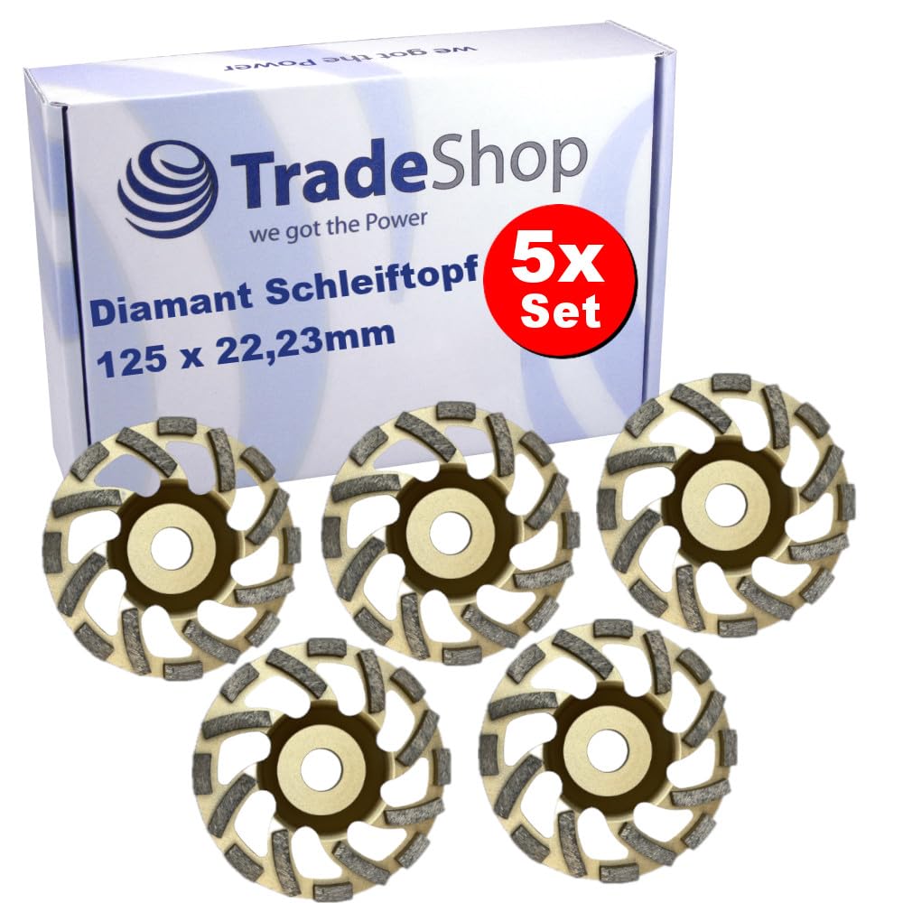Trade-Shop tarcza szlifierska/garnek szlifierski 125 x 22,23 mm z 16 segmentami turbo kompatybilny z szlifierką kątową Einhell Hitachi