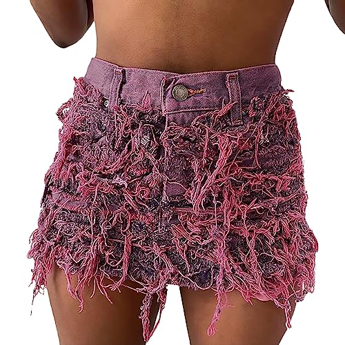 Jupe en jean grande taille femme denim violet jupe courte demi-corps décontractée taille 48
