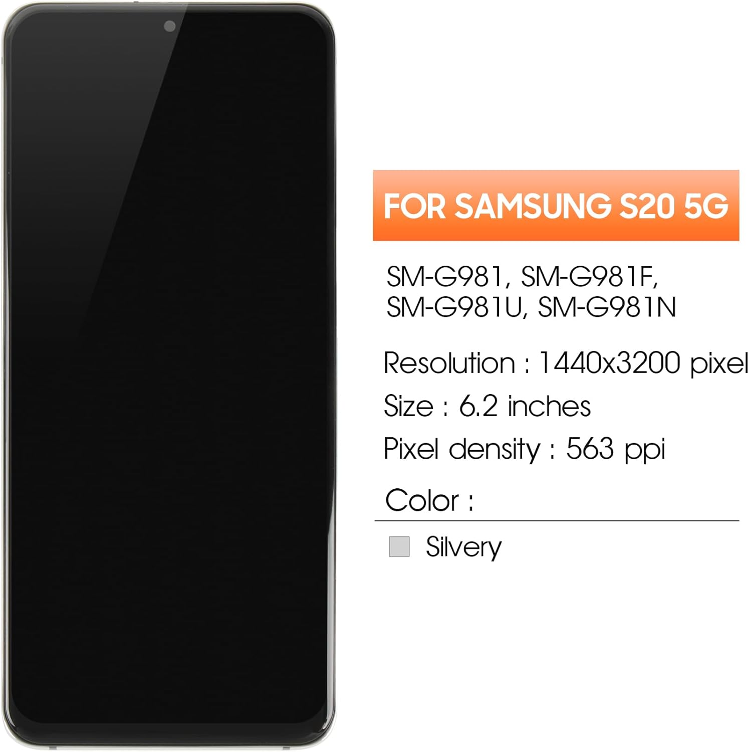 INCELL for Samsung Galaxy S20 5G Screen Replacement S20 5G LCD Display G981 SM-G981F SM-G981U LCD Digitizer Screen Touch Gray with Frame (Not for 4G)(No Fingerprint Function)