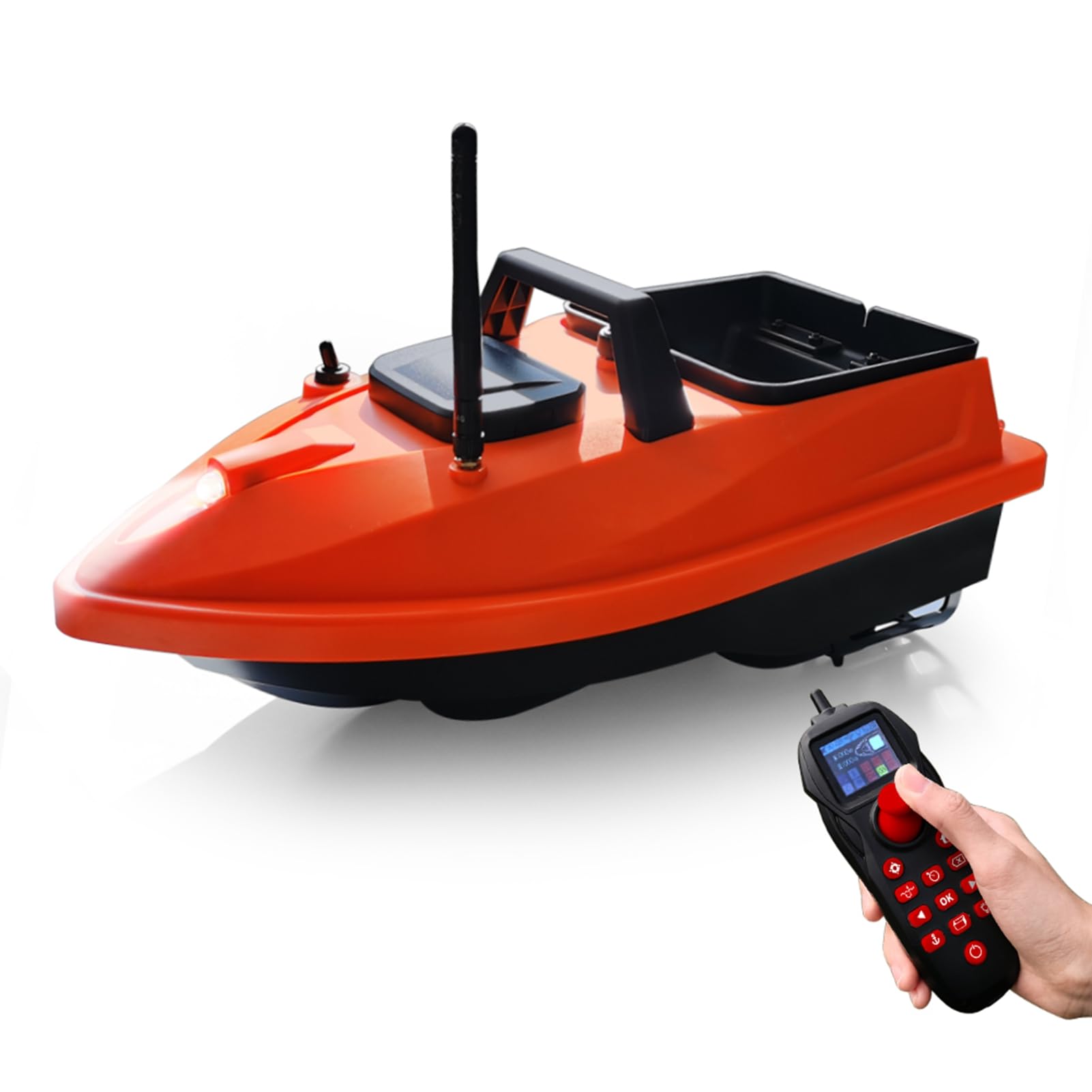 POENVFPO GPS Beidou Smart Bait Boat, Drone da Pesca RC con Ritorno Automatico e Portata Remota di 500 M, Luci Notturne, Cruise Control, con Doppio Posizionamento per un Preciso (12000mAh)