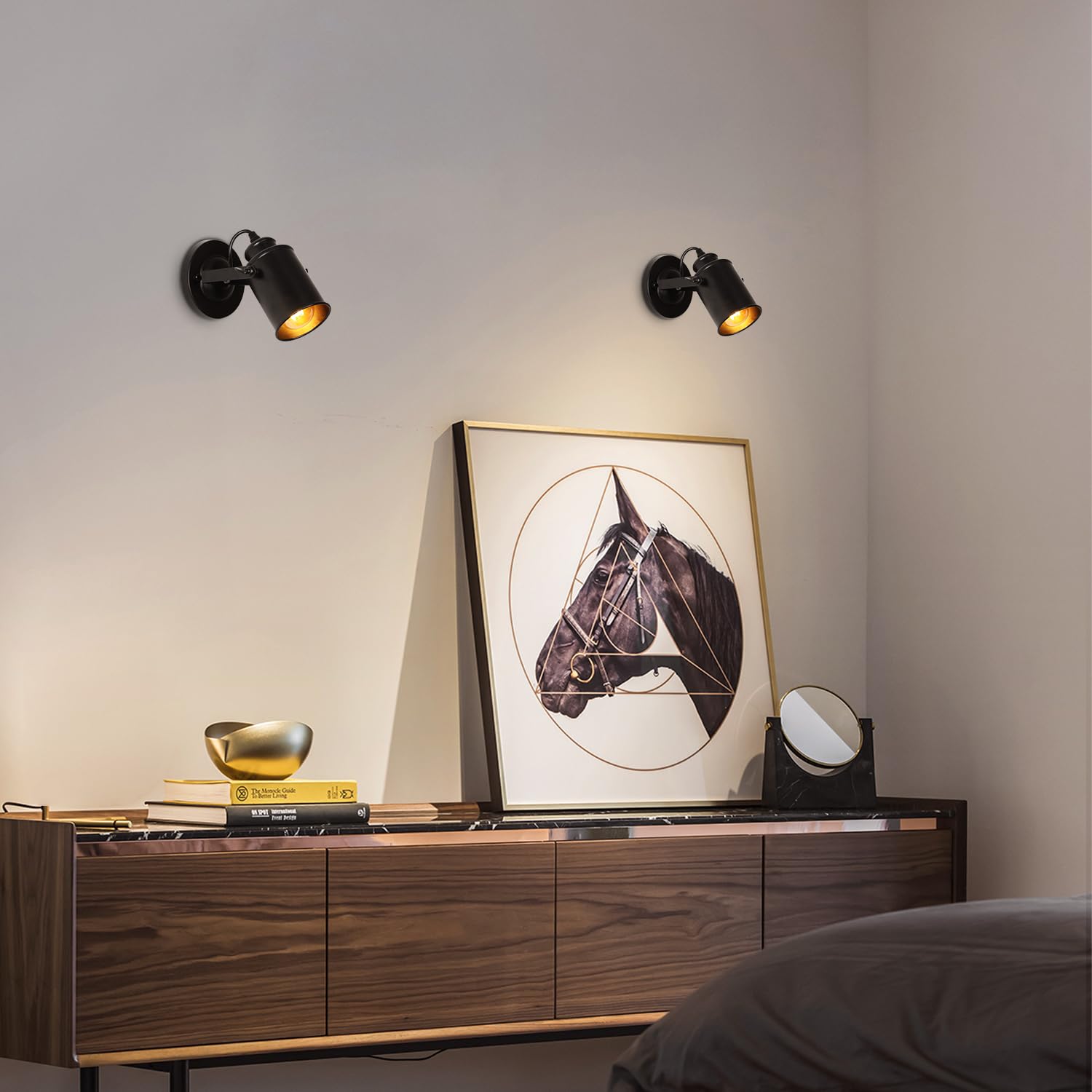 Comely Applique Murale Interieure, Réglable Spot LED Lampe Murale Rétro Industrielle E27, Luminaire Mural Interieur en Métal pour Salon Chambre Restaurant Cuisine, Noir | Industrielle E27 Luminaire Mural Interieur en Métal pour Salon Chambre