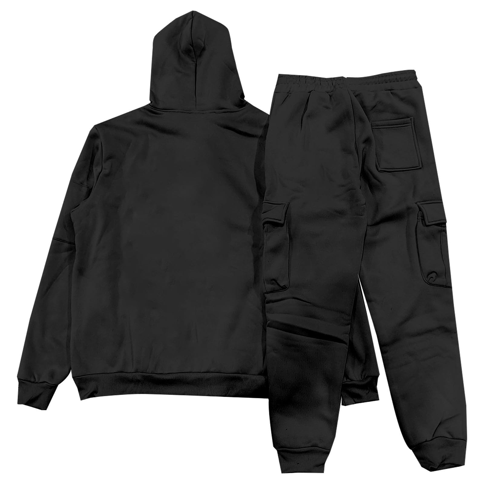 Générique Set di 2 pezzi da uomo in cotone, tuta da jogging con cappuccio, pantaloni sportivi, morbidi e leggeri, traspiranti, comodi, casual, da corsa, tempo libero, autunno, A95