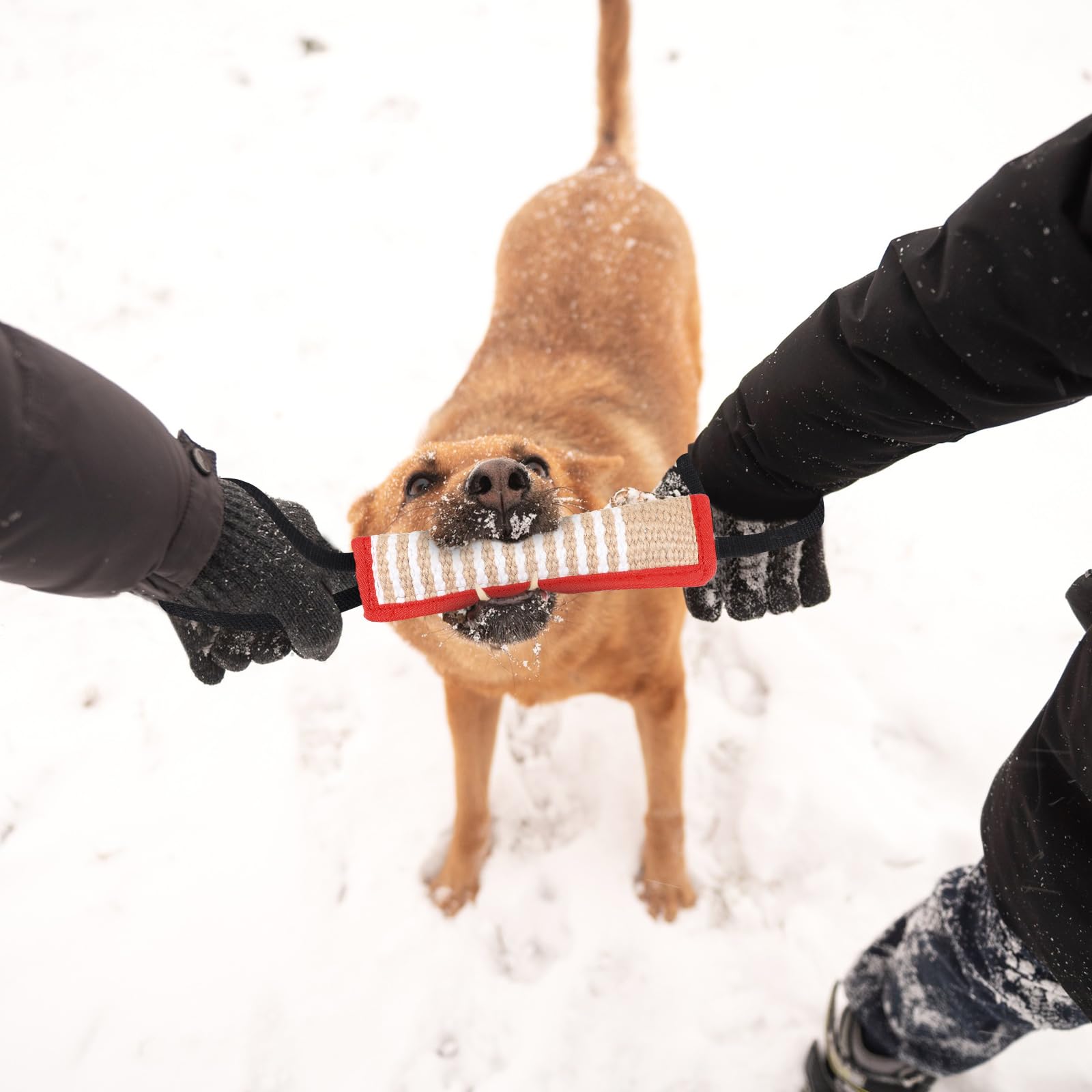 Kacctyen 4 piezas de juguete para perros de entrenamiento de perros, almohada de yute resistente para mordeduras de perro, juguete de tirón de guerra para perros con 2 asas, equipo de entrenamiento