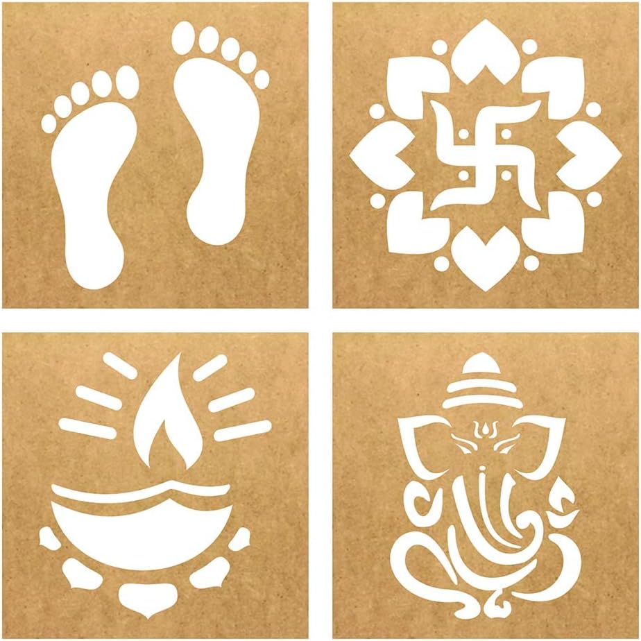 Wooden Rangoli Stencils Set Rangoli Making Kit for Diwali