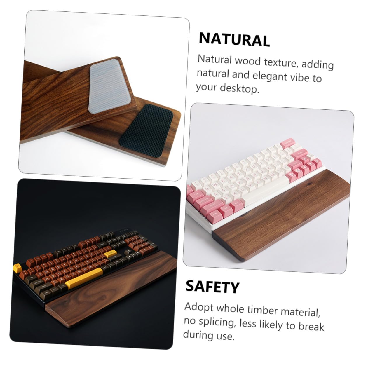 Handgelenkauflage Natürliche Holzstruktur für Tastatur aus Walnussholz Ergonomisch 440x80mm Schmerzlindernd und Langlebig für Computer und Laptop