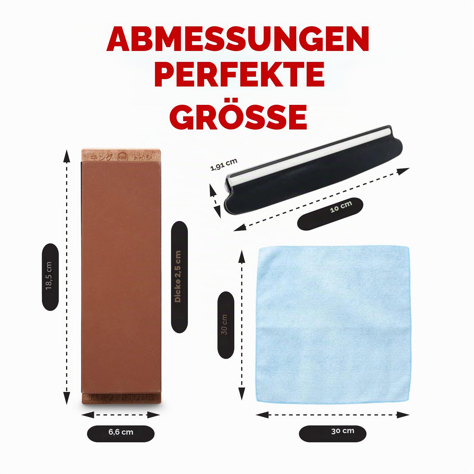 KING Schleifstein-Starter-Set enthält 1000/6000er Körnung, Kombinationsschleifstein, hergestellt in Japan, Messerwinkelhalter, B&B Japan Original Wischtuch und stabile Kunststoffbasis