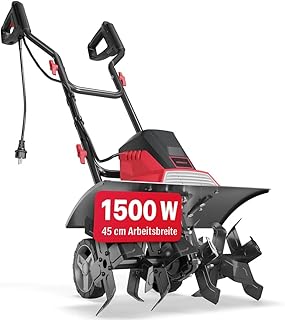 Elektro Gartenfräse – 45 cm Arbeitsbreite – 1500 Watt Motor – 24 Messer – elektrische Bodenhacke Motorhacke – Gartenhacke – Kultivator – zum umgraben und auflockern vom Boden
