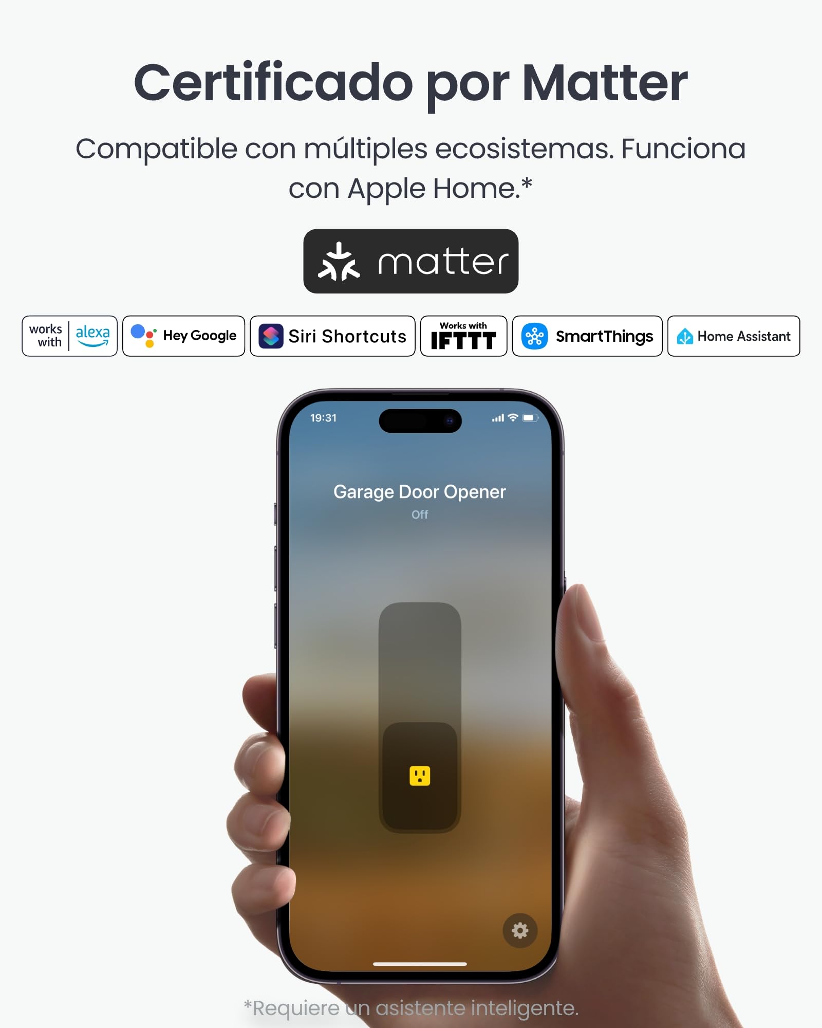 SwitchBot Abridor de puerta de garaje inteligente WiFi, certificado mate, control de aplicación, Alexa/Google/Siri/IFTTT/SmartThings compatible, múltiples modos de notificación, no requiere hub