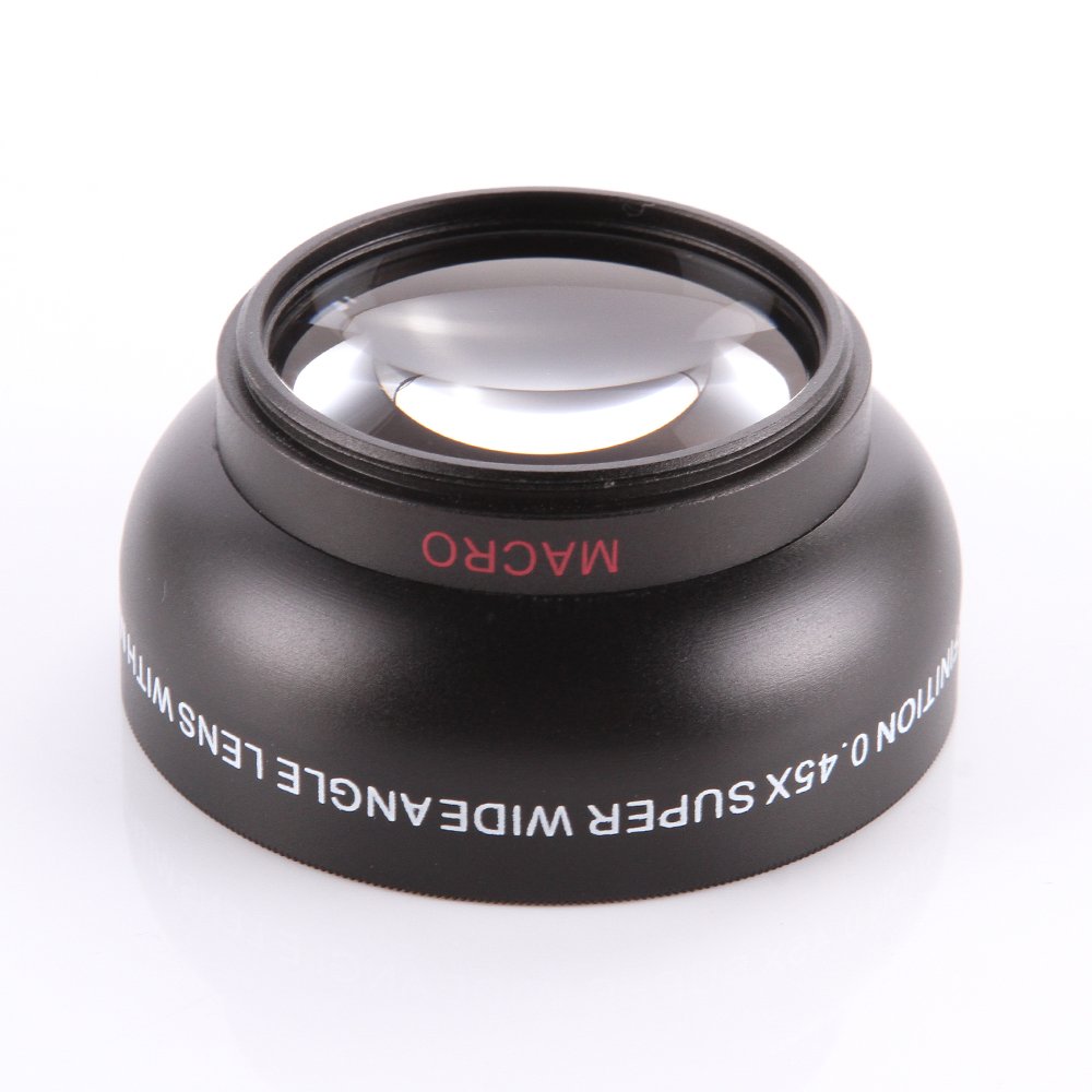 Obiettivo Grandangolare 0.45X Per Fotocamera Con Filtro 55 Mm – Macro E Grandangolo 2 In 1, Ottica In Vetro, Attacco In Lega, Per Reflex E Mirrorless