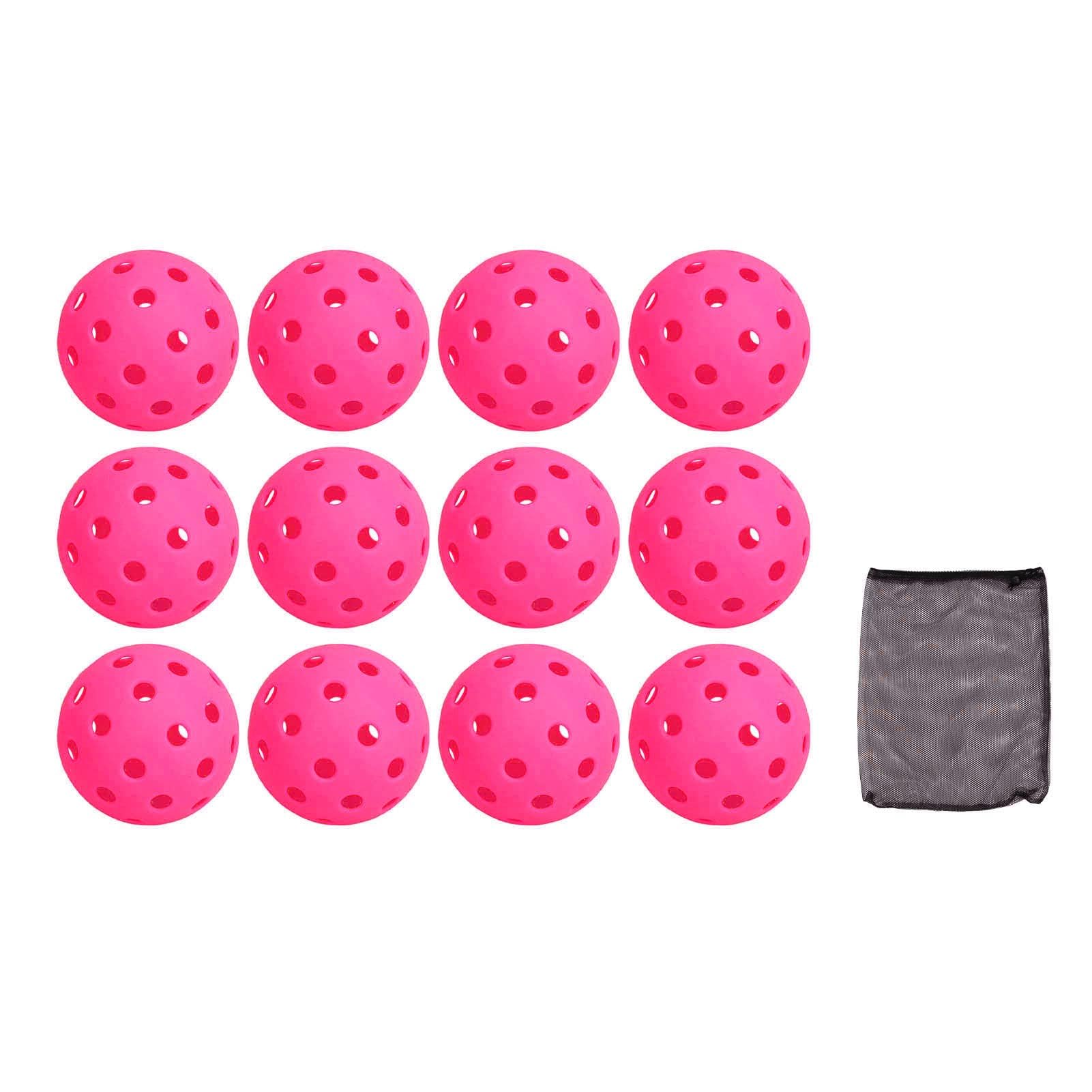 Balles Pickleball Haute Élasticité 40 Trous Lot de 12 PE pour Débutants Familles Entraînement Intérieur Extérieur
