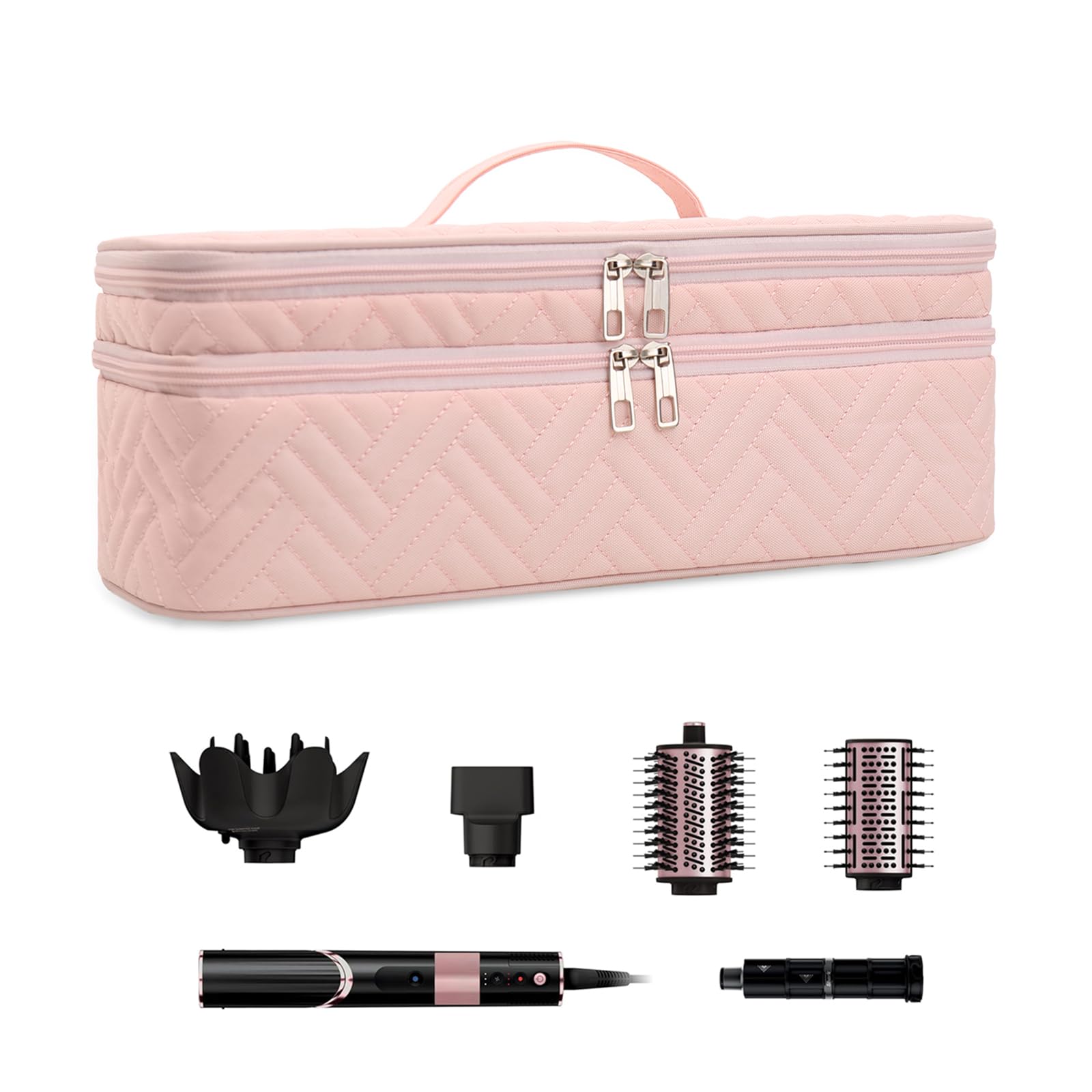 Double Layer Carrying Case for Revlon One-Step Hair Dryer, Travel Bag for Volumizer/Hair Styler, Heavy Duty Storage Organizer Box, pink, Modern-picture-32