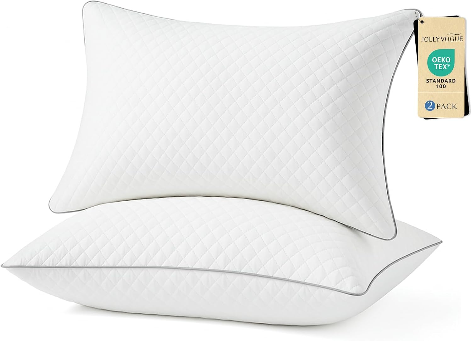 (Similar )JOLLYVOGUE Pillows Queen Size Set of 2, Oeko-Tex Certified Bed Pillows for Side, Back, and Stomach Sleepers - Medium Support Down Alternative Filling, Machine-Washable 2 Queen