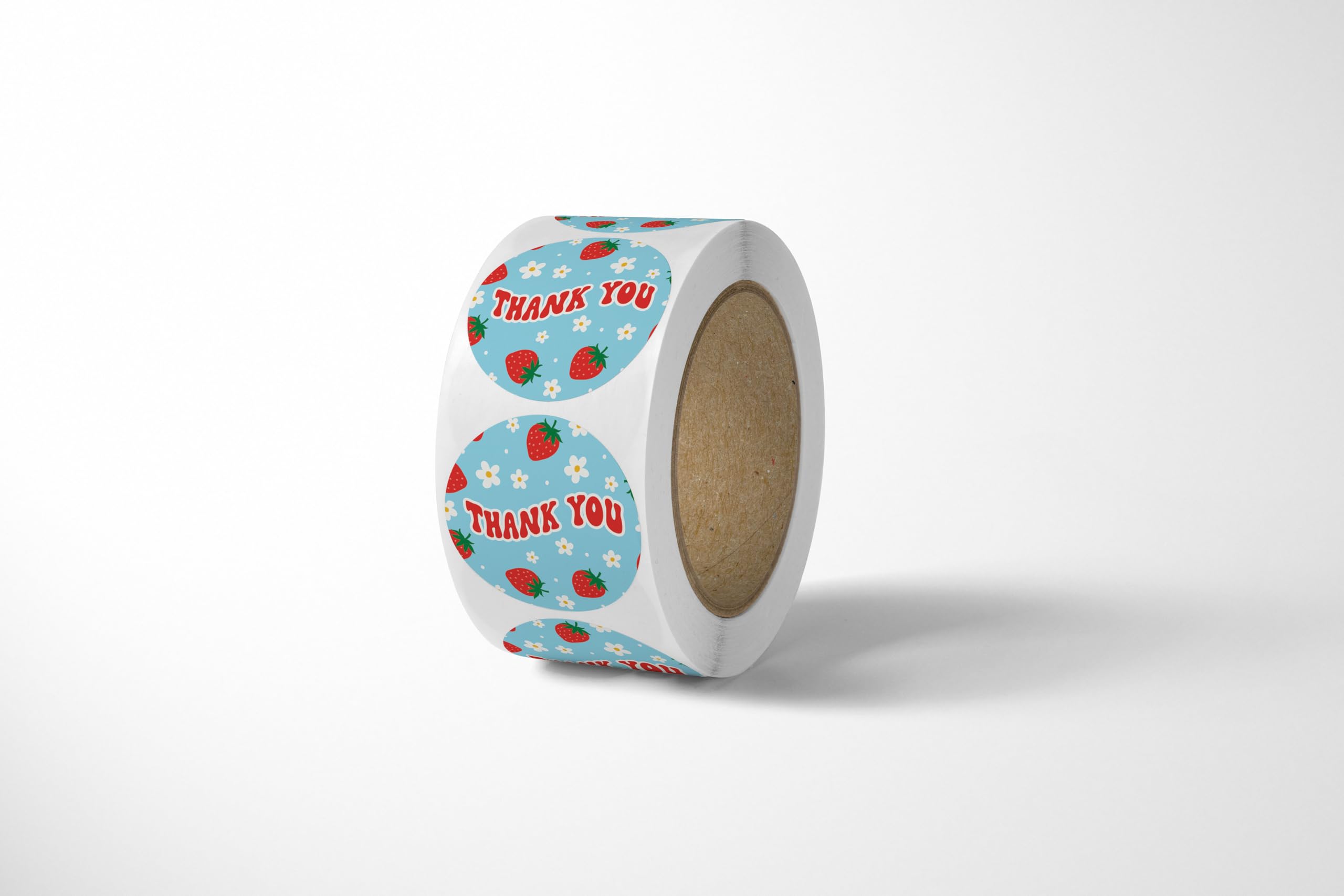 Cute Thank You Stickers (500 Count) - 1.5' Round Waterproof Stickers for Small Business Supplies - Strawberry