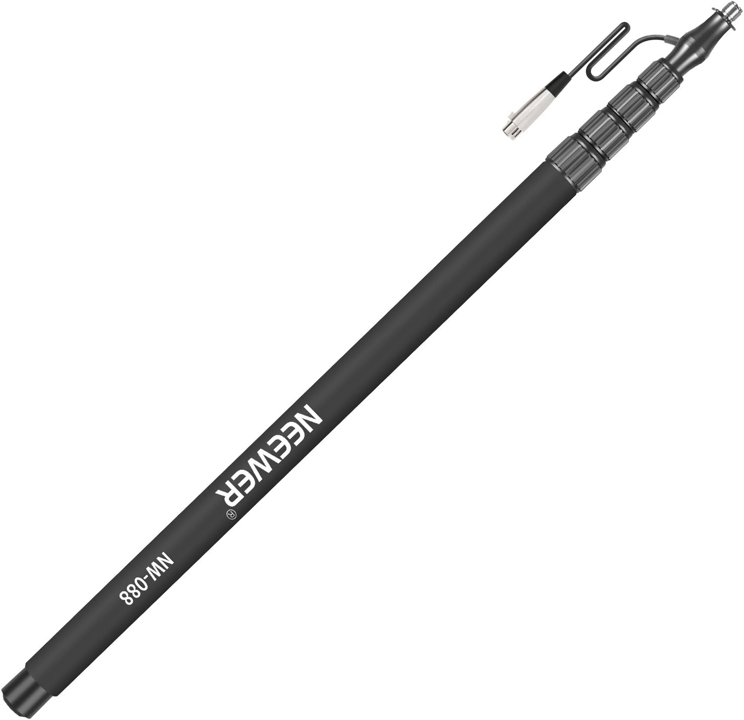 Neewer NW-088 Handheld Mic Arrow Arm with Xlr Cable 5 Section Aluminum Mic Arm with Foam Handles and Rotating Locks for Zoom Microphone, Adjustable Length from 2.82''-9.88''
