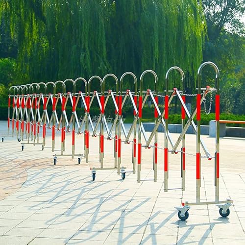 FWTXZTER Expandable Metalltor 5m Breite, Klappbares Einfahrtstor, Mobile Sicherheitsbarriere mit Rollen Outdoor Faltzaun Schwere Transportabsperrung Rollgitter für Grundstücksschutz (Farbig, 1.1×5M)