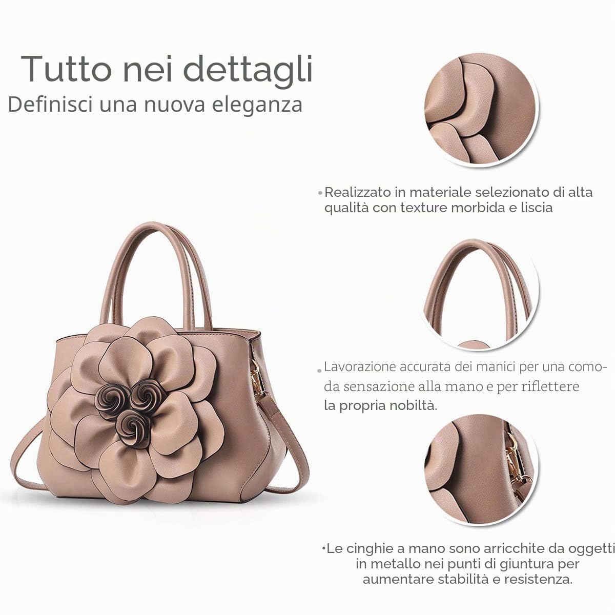 NICOLE & DORIS Borsa donna alla moda a fiori Borsa a mano Borsa a tracolla elegante borsa messenger Borse Tote in PU Pelle