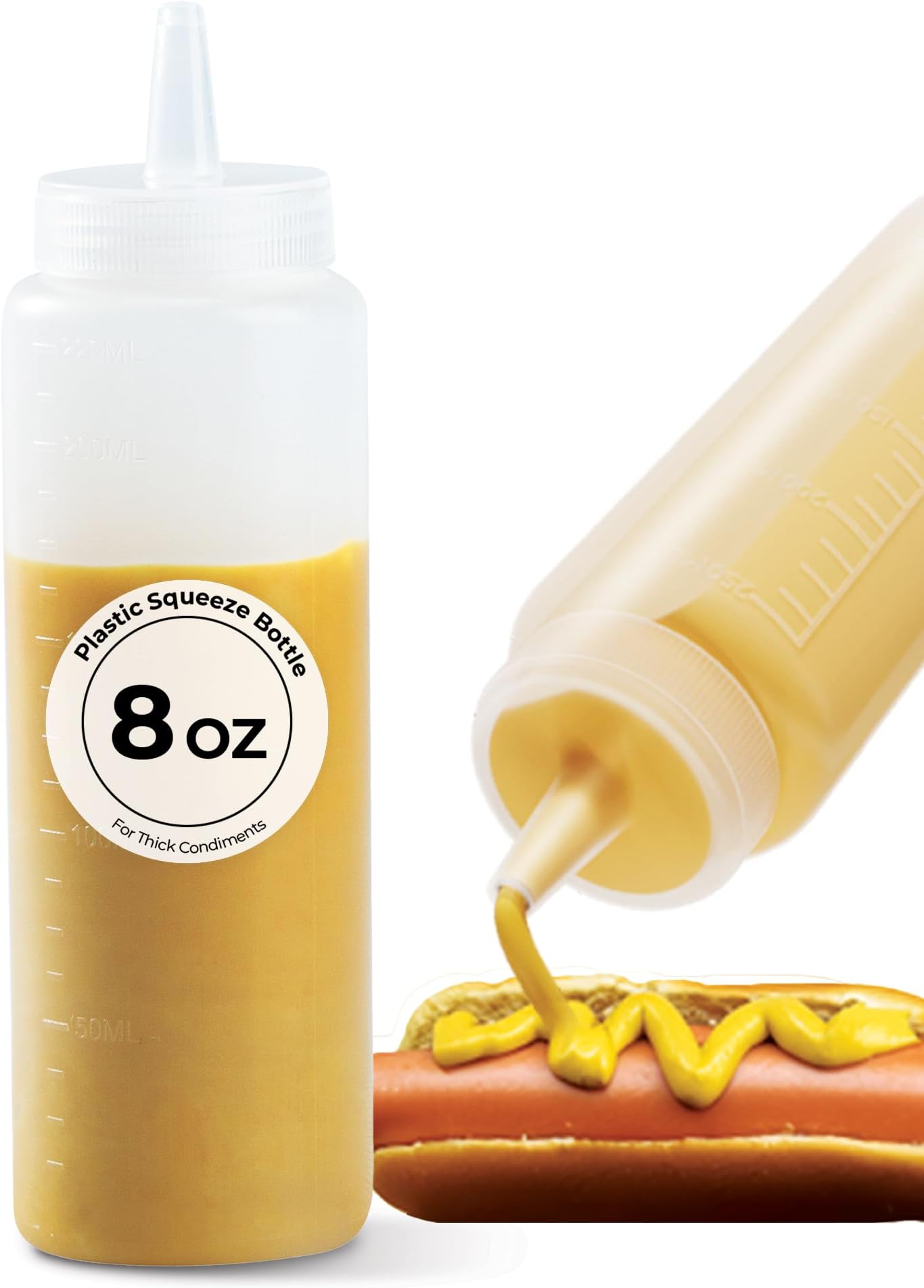Restaurantware-8 Ounce Condiment Squeeze Bottle, 1 With Lid Plastic Squeeze Bottle - Precison Dispensing Tip, Flexible, Clear Plastic Squeeze Bottle For Sauces, For Sauces, Spreads, Or Condiments,