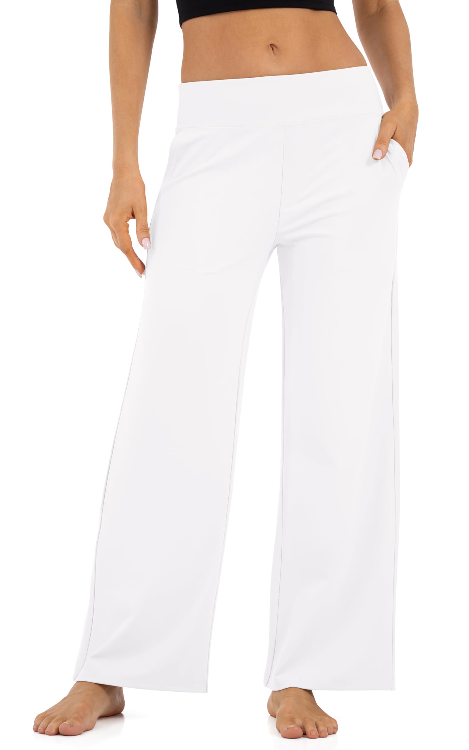 Wide Leg Pants for Women with Pockets High Waisted Yoga Pants Lounge Buttery Soft Dress Work Palazzo Casual