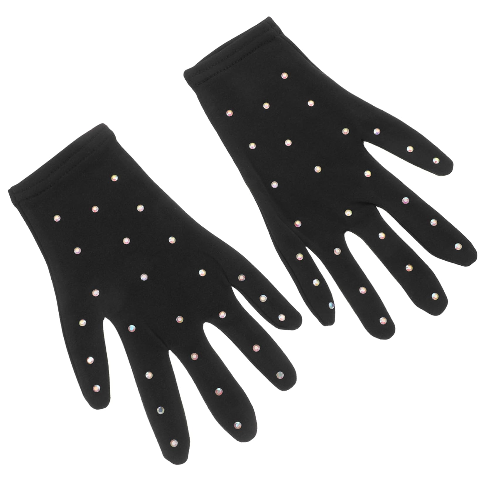 Toyvian Guantes de Patinaje artístico Guantes de Oro Mujeres Guantes de Encaje sin Dedos cordón Hielo Guantes de Fiesta de niña Guantes de Baile de niña Licra Black