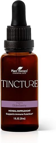 Plant Therapy Suplemento de hierbas de saúco orgánico tintura de 1.0 fl oz (1 oz), apoyo inmunológico, ayuda a calmar las molestias nasales y de