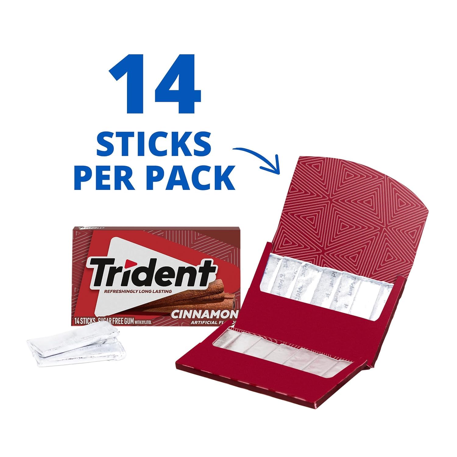 Trident Sugar Free Gum, Cinnamon,14-Count (Pack of 12) 1