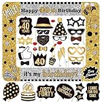 40th Birthday Inflatable Photo Booth Set - Giant Selfie Photo Booth Frame & Props - White PVC Material - 28" x 28" - Party Decorative Cutout