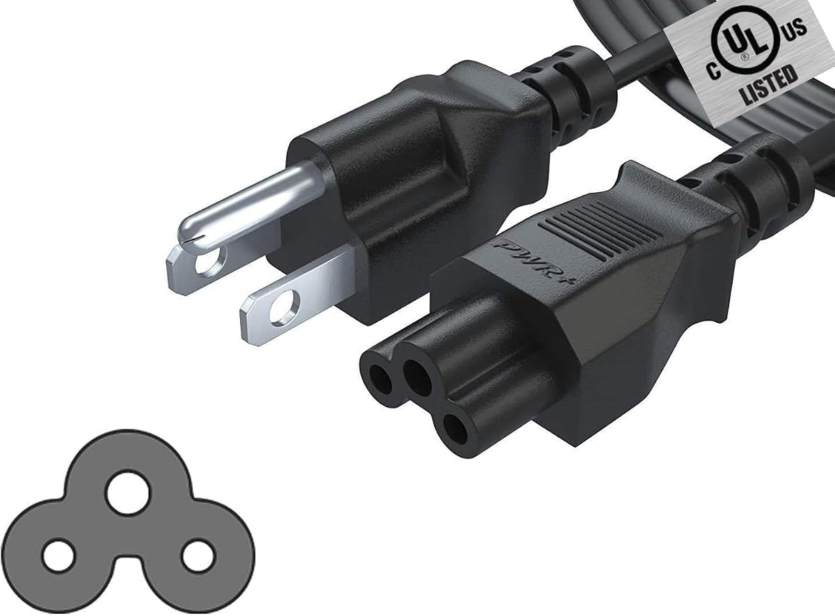 New Extra Long 12Ft 3 Prong AC Laptop Power Cord Cable for Dell IBM HP Mac Studio Compaq Asus Sony Toshiba Lenovo Acer Gateway MSI Notebook Computer Charger Pwr: IEC-60320 IEC320 C5 to NEMA 5-15P