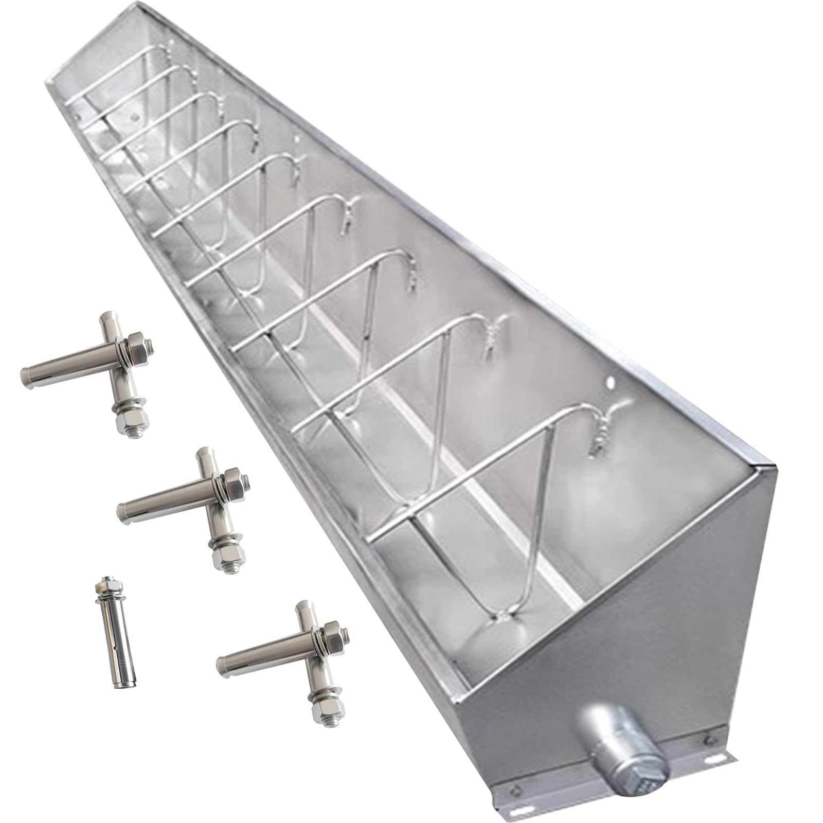 Mangiatoia 2 in 1 in Acciaio Inox per suini, capre, bovini e Cavalli - Mangiatoia Resistente per Cereali e Porridge per recinti per Pecore, stalle per Cavalli, allevamenti di suini, utilizzo