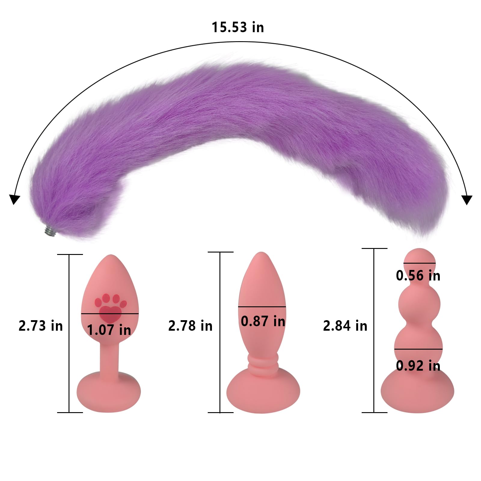 Fox Tail Anal Butt Plug with 3 Replaceable Anal Plugs Silicone Butt Plugs Anal Sex Trainer Cute Sexy Pink Sex Fox Tail Anal Sex Toys for Beginner Women Men Couple Cosplay Anal Tail Sex Toys YLMXHFC: Purple