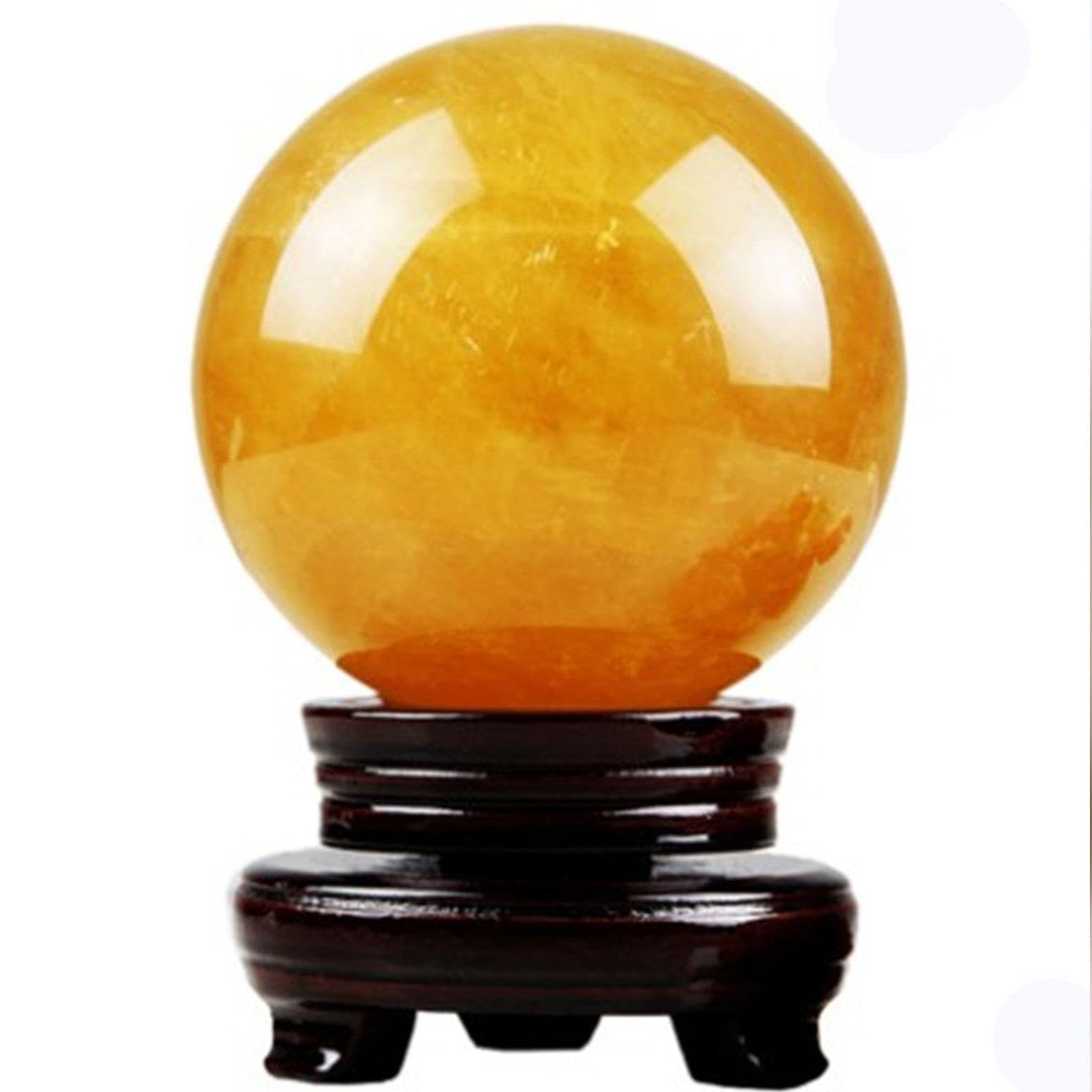 AIQFTGSNS Yellow Crystal Sphere Balls Hand Carved Quartz Gemstone Sculpture Figurine for Witchcraft, Fengshui, Altar, Divination, Decor, Gift,30mm