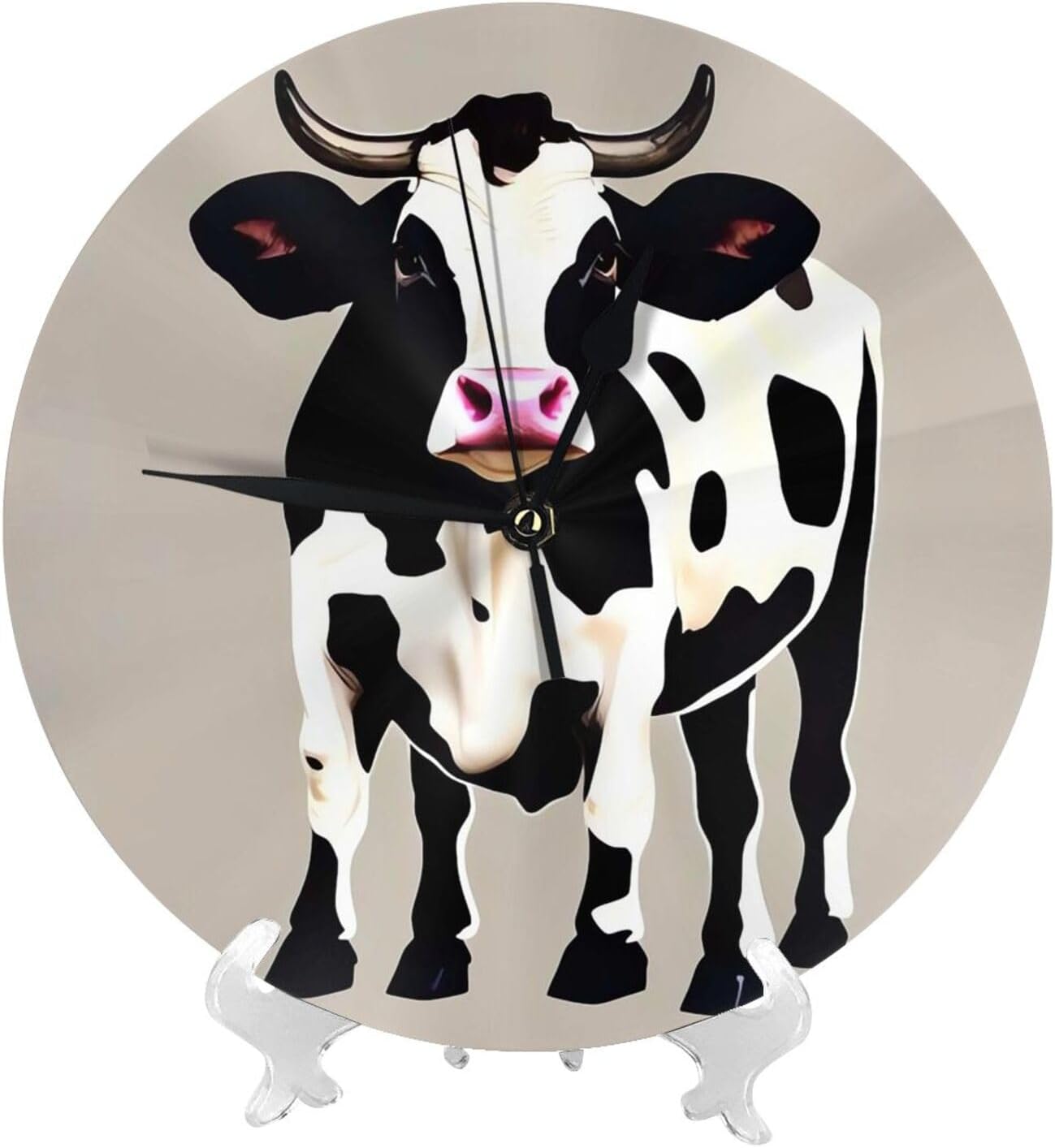 Cow Black spot Wall Clock 10 Inch Battery Operated Silent Non-Ticking Round Classic Wall Clocks Decorative Small Analog Clock for Kitchen, Living Room, Office, Bathroom