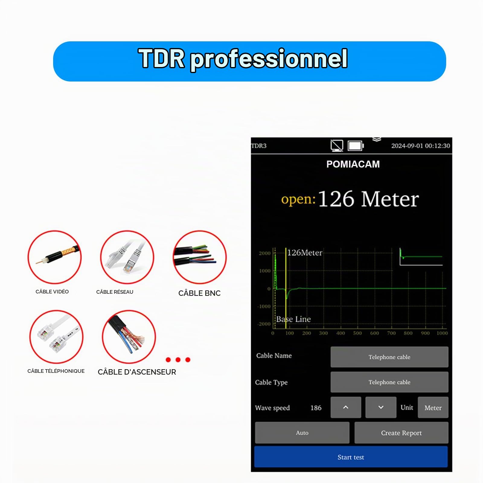 Testeur de câble réseau, testeur de câble UTP, traceur de câble Ethernet, écran tactile IPS de 4 pouces, VFL OPM DMM TDR, niveaumètre, détection PoE++, RJ45 TDR, mesure de longueur de câble, outils