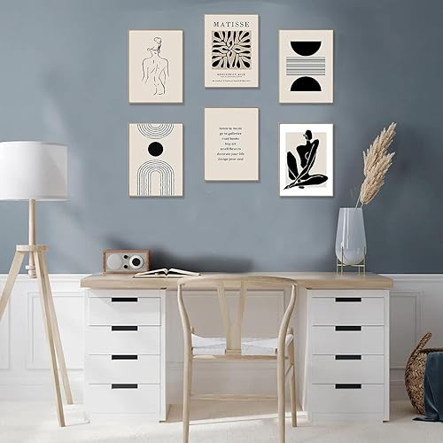 Miniatura 4 de Matisse - Impresiones artísticas para pared, póster abstracto de arte de pared de Matisse, negro y beige para mujer, arte de hoja de arte bohemio,