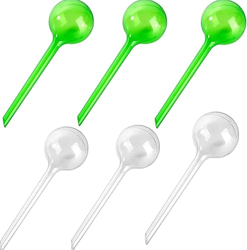 Warmshine - Globos de riego automático para jardín, 6 unidades, sistema de riego automático, 5.1in x 2.0in (blanco y verde)