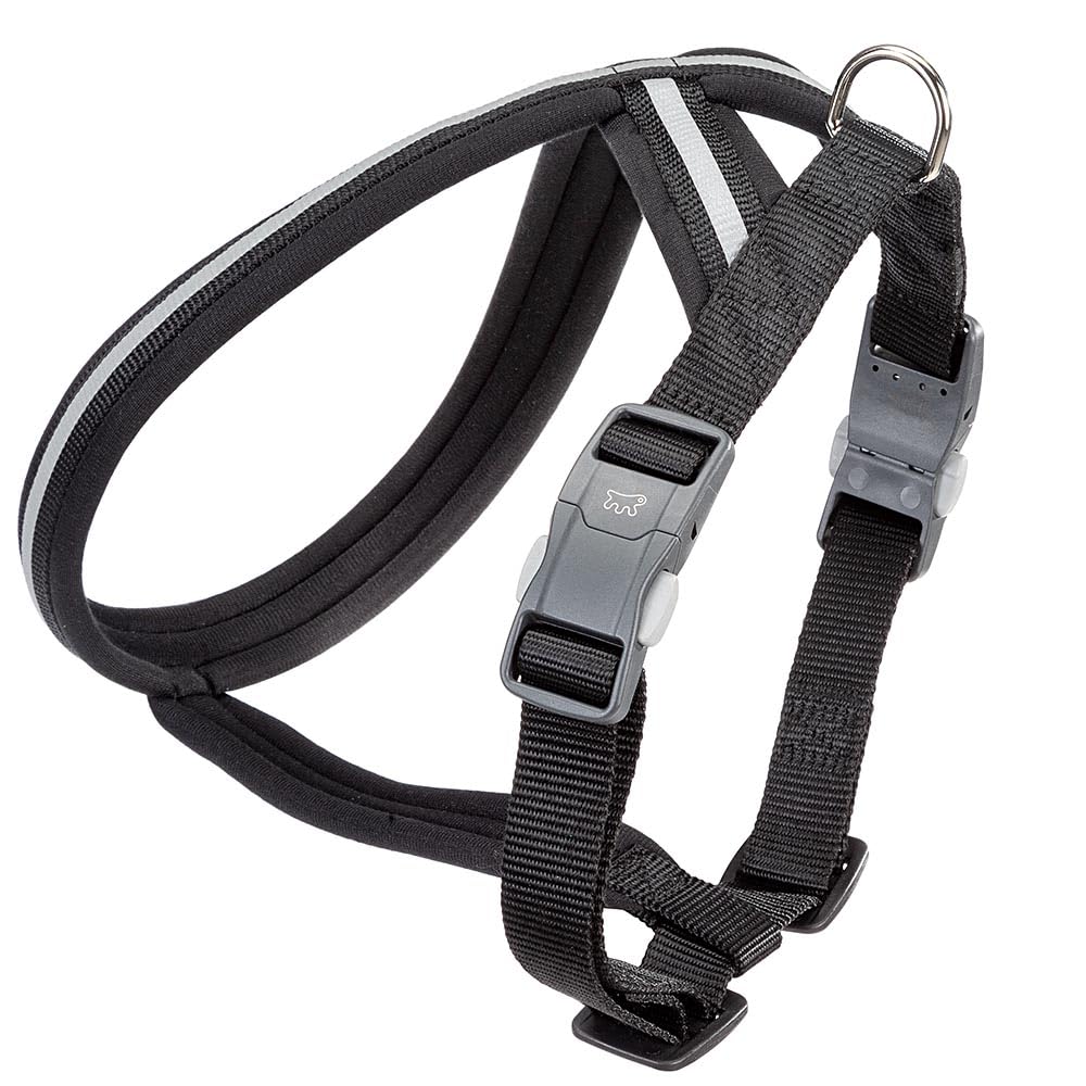Ferplast Arnés para Perros Daytona Cross, Arnés para Perros Mediano/Grande en Nylon, Acolchado, Reflectante y Ajustable. con Hebilla magnética. Negro