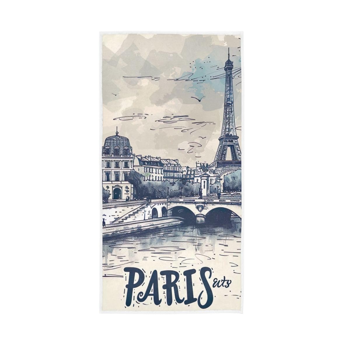 HUYGD Paris Retro Hand Towels Bathroom, Hand Towel for Bathroom, Shower, Hotel, Spa 15 x 30 Inches