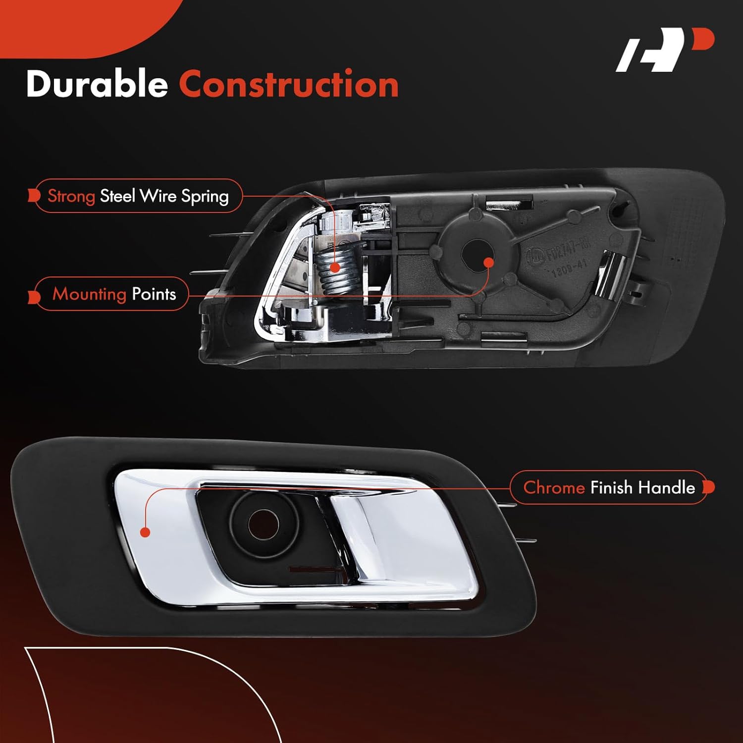 A-Premium Rear Right Passenger Side Interior Door Handle Compatible with Ford Explorer 2011-2015, Police Interceptor Utility 2013-2015, Black Bezel with Chrome Lever Finish, Replace# BB5Z-7822600-AB