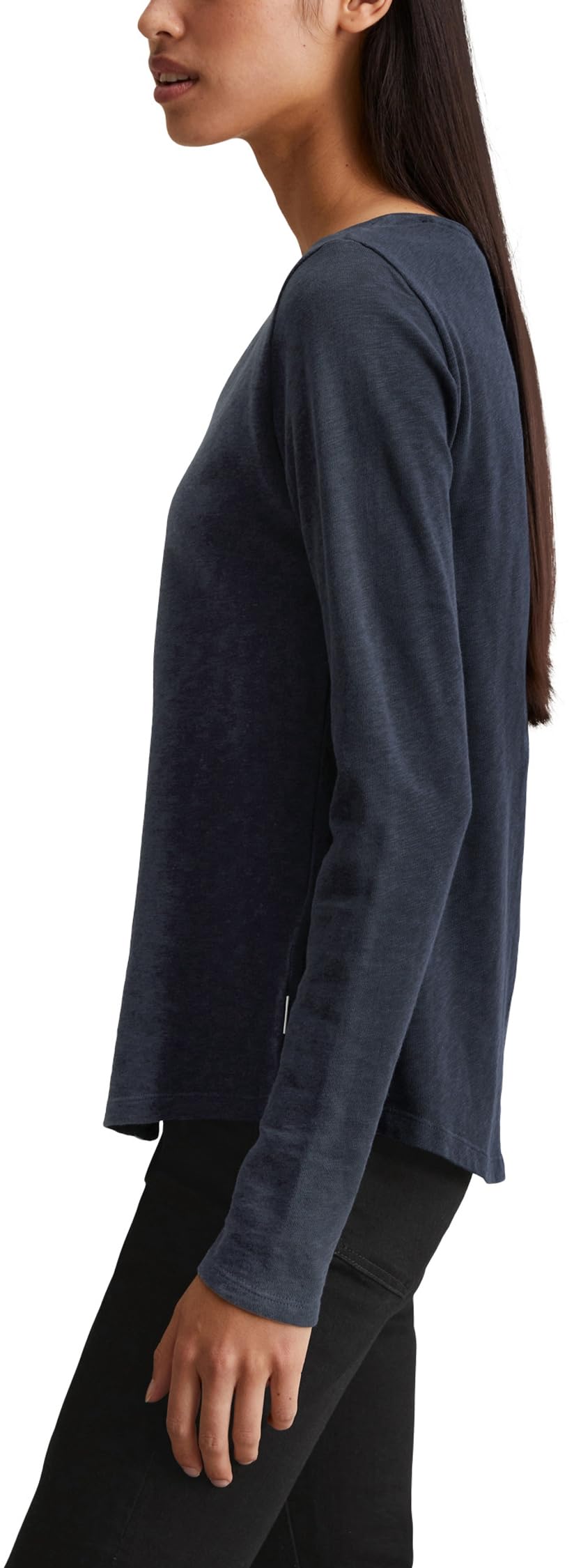 Marc O'Polo Denim Damen Langarmshirt aus Bio-Baumwolle mit V-Ausschnitt