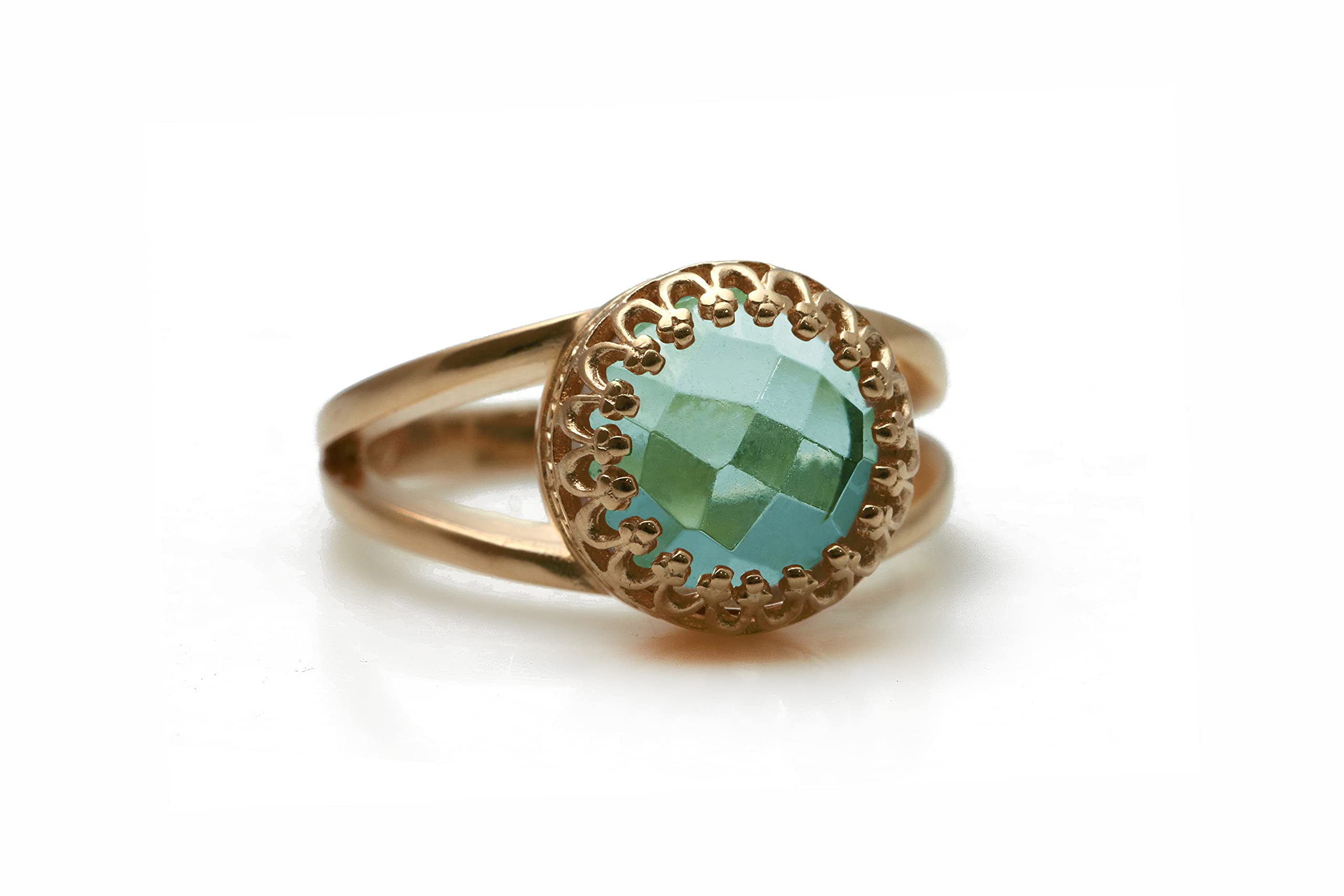 Personalizzati Naturale Pietra di Nascita Topazio Blu Anello di 14k Oro Riempito - Elegante Artigianato Unico Donna Gemme Anelli - Gioielli per Donne - Scegliere Dimensione Anello - con Scatola Regalo