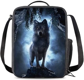 3D Wolf Lunch Bag Carrying Tote Insulated School Picnic Lunchbox Reusable Snack Bag for Girls Boys