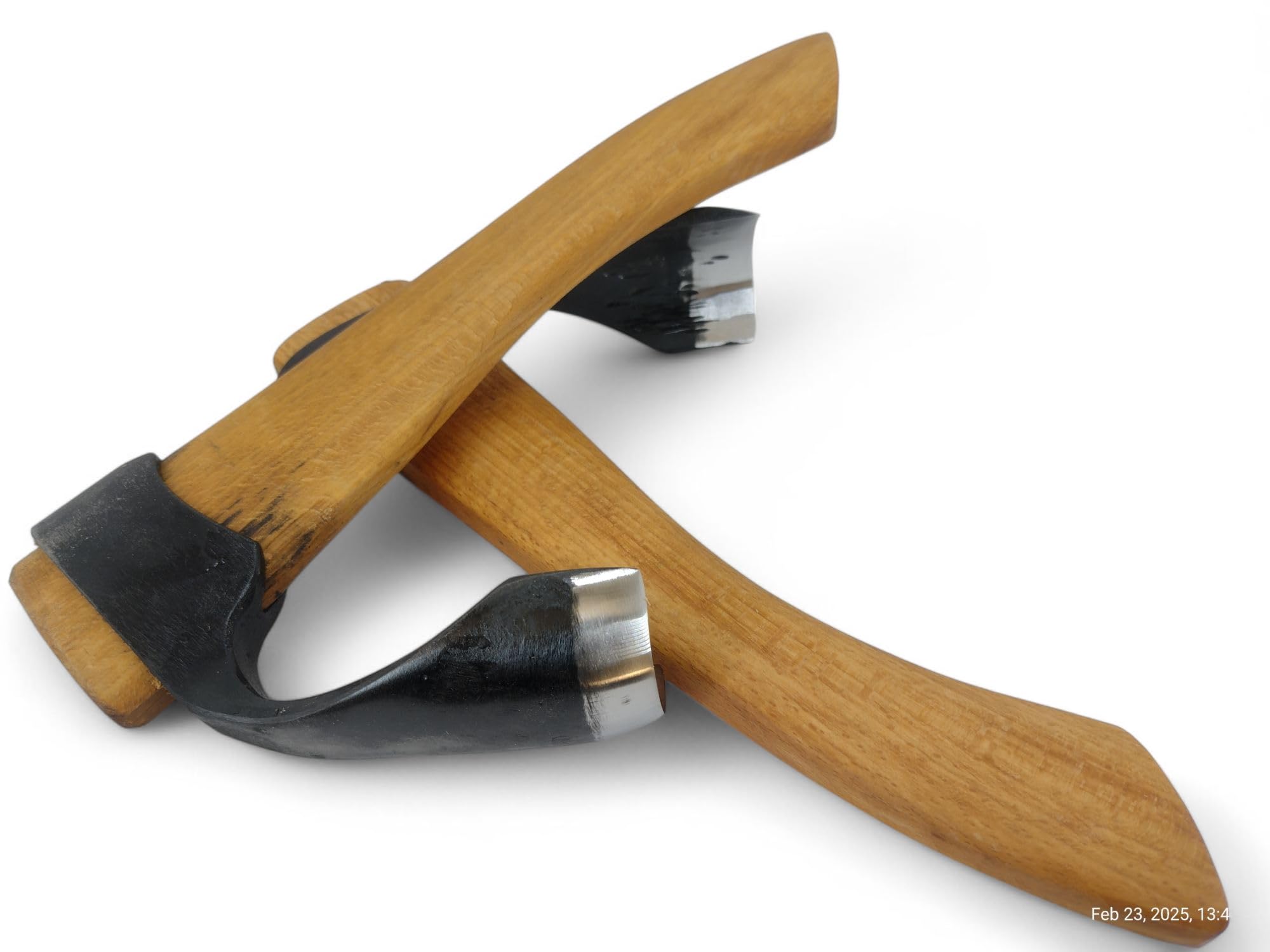 Set aus 2 Holzschnitz- und Holzarbeits-Schalen-Dechseln – Große & Kleine Gebogene Dechsel mit Außenfase