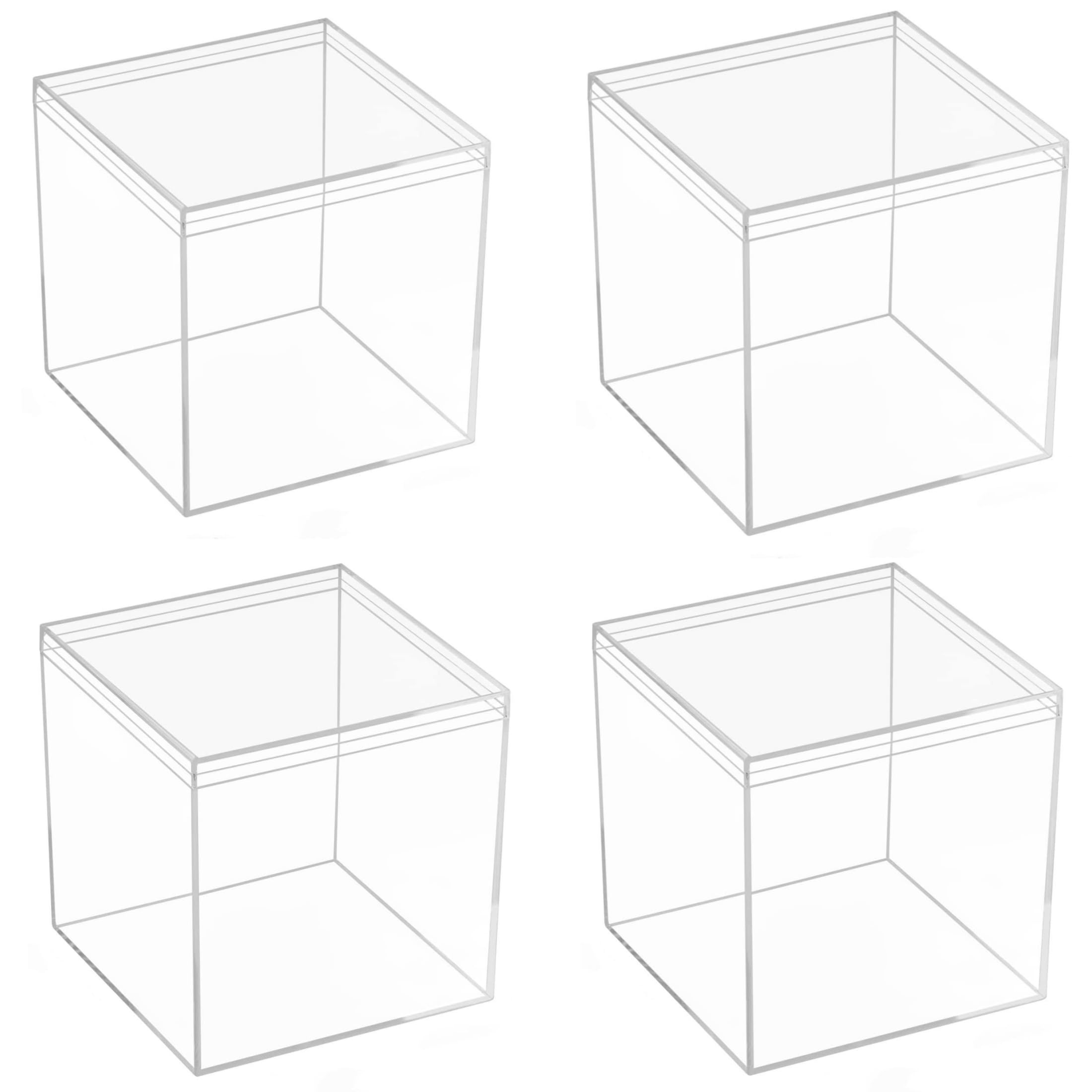 KissYou Acrylic Boxes for Display Large Clear Boxes with Lids Transparent Square Cube Containers for Christmas,Wedding,Birthday Decorative Box