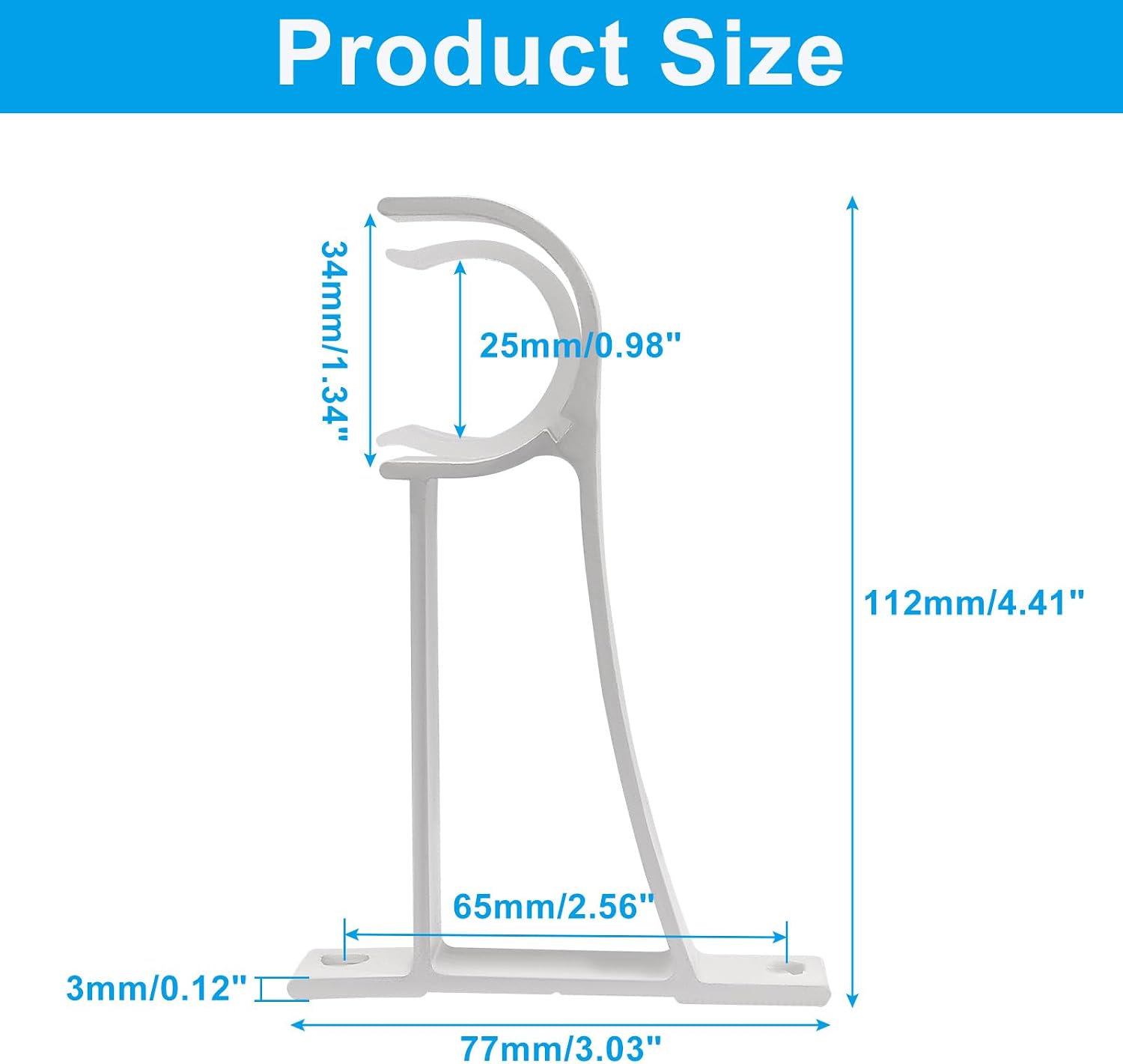 Bonsicoky 4 Pcs Heavy Duty Curtain Rod Brackets - White Curtain Brackets for 1 Inch Drapery Rods - Ideal for Living Room, Bedroom, and Bathroom