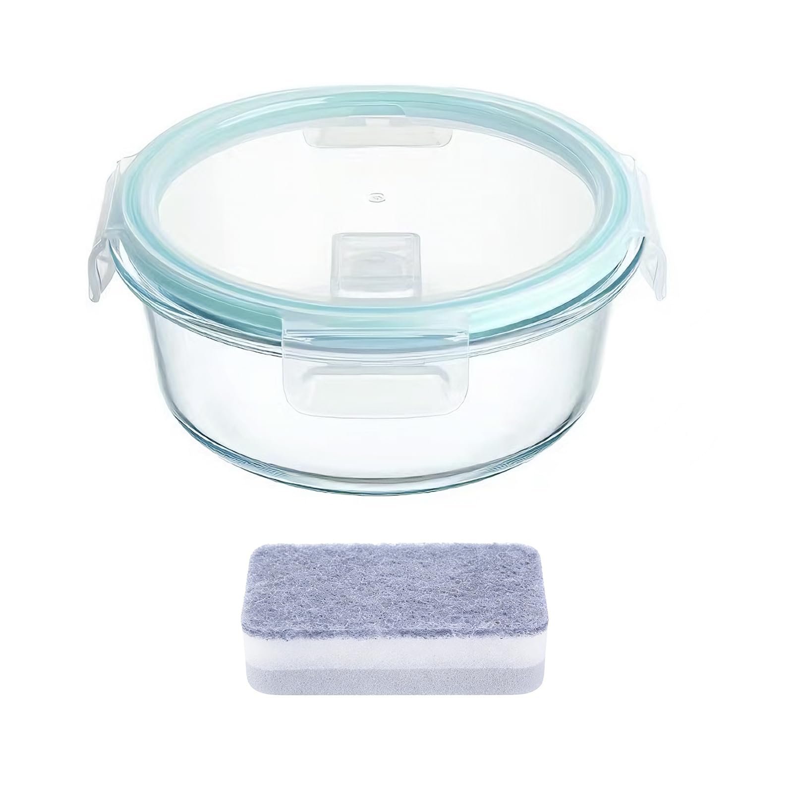 Duzapku Round Glass Container with Lid, 620ml Glass Food Storage Container