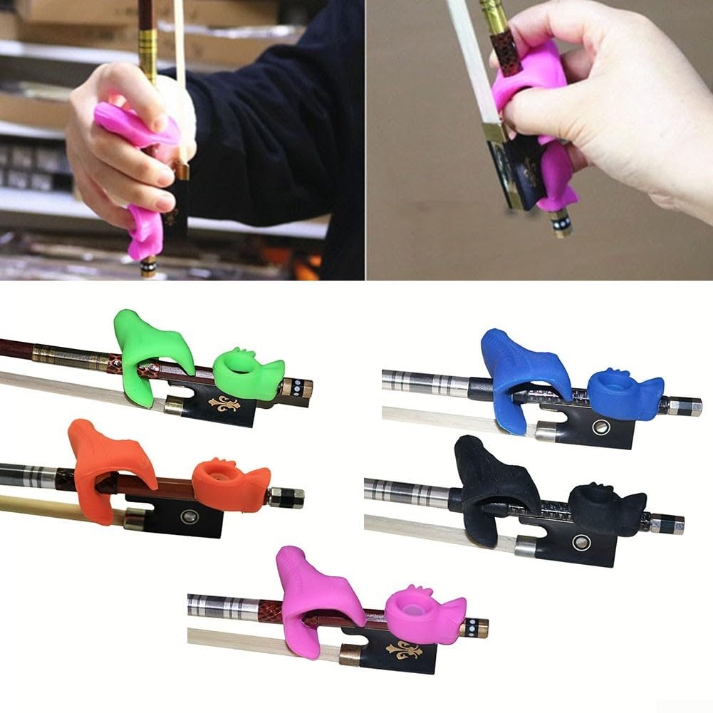 Dispositivo corrector de agarre para arco de violín de silicona para corrección de postura principiante (negro)