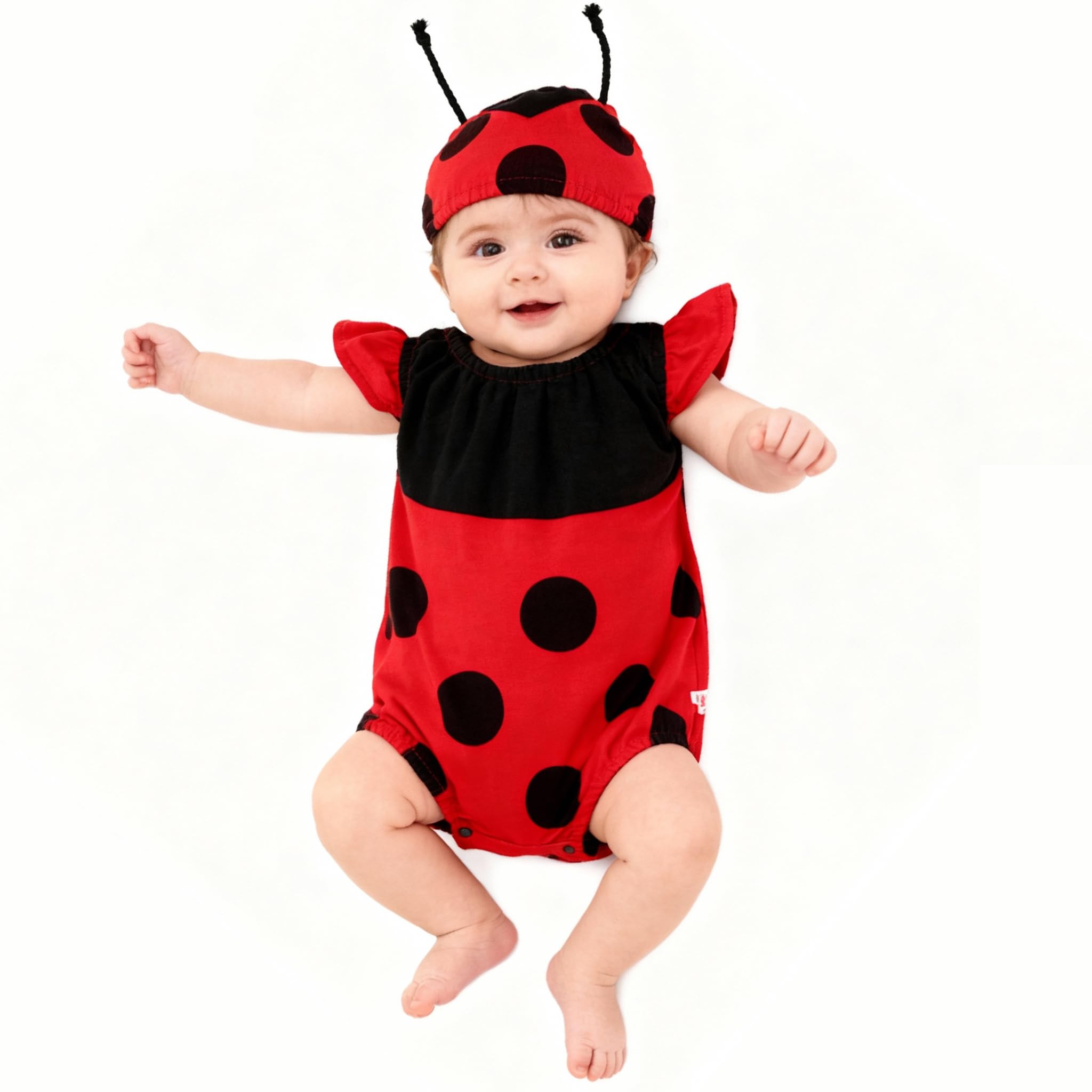 Beipegin Baby Clothes Girl Boy Newborn Outfit Romper Honey Bee Ladybug Short Sleeve Top Bodysuit with Hat 0-9 Months
